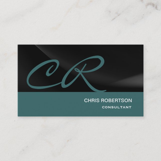 Monogramme Carte de visite de consultant noir (Devant)