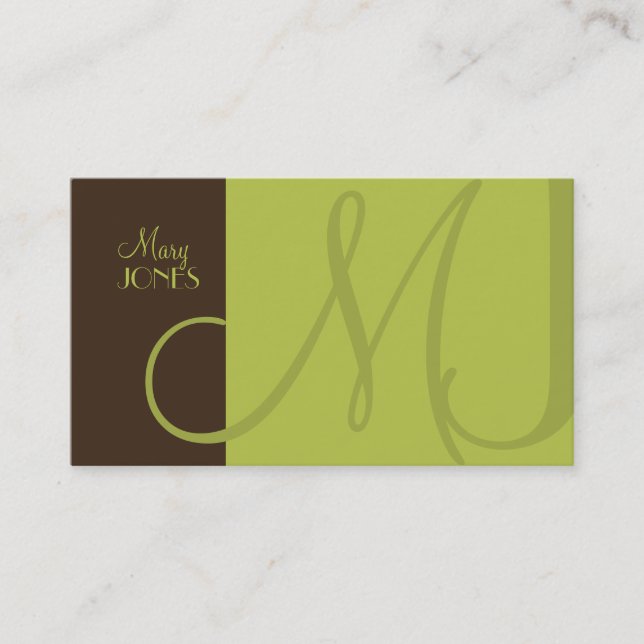 Monogramme Carte de visite en couleurs rétro (Devant)