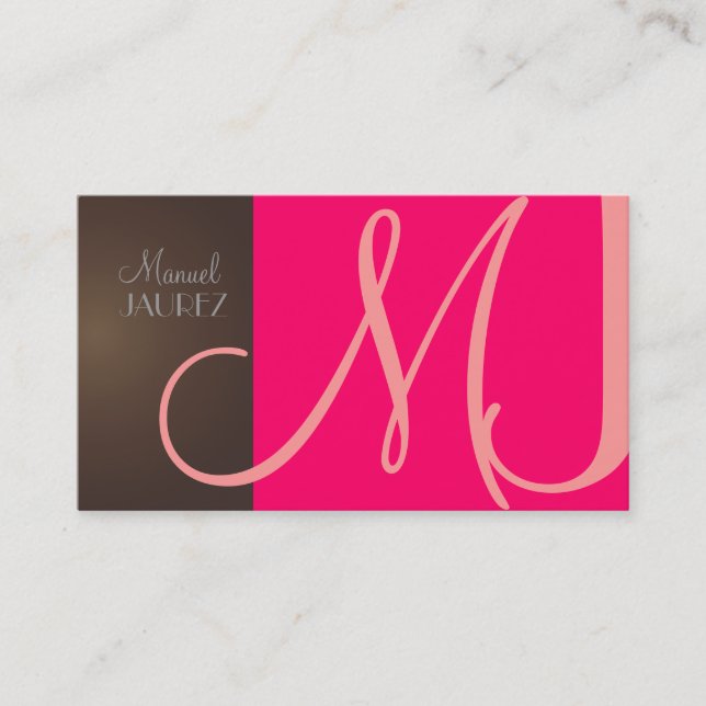 Monogramme Carte de visite en couleurs rétro (Devant)