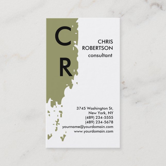 Monogramme Carte de visite noir blanc beige (Devant)