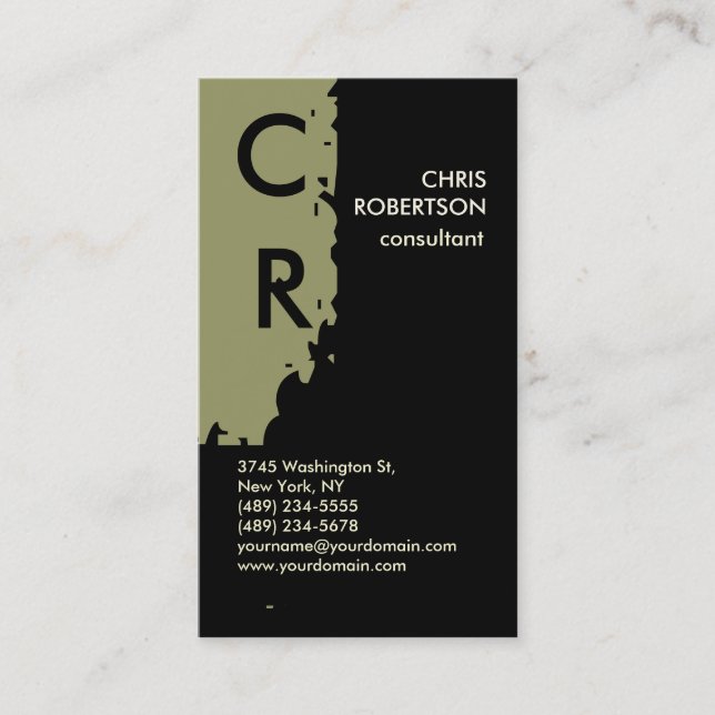Monogramme Carte de visite noir blanc beige (Devant)