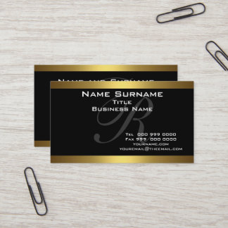 Monogramme Cartes de visite noir et or