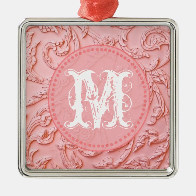 Monogramme cartonné en bois rose Filigree Ornement (Devant)