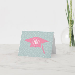 Monogramme Casquette de graduation rose + Quatrefo