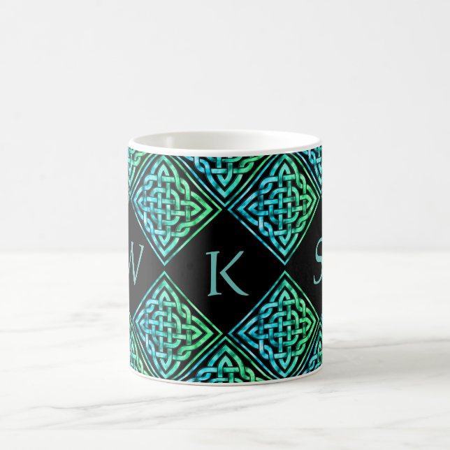 Monogramme Celtic Blue Green 3 Lettres Mug (Centre)