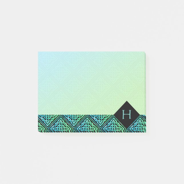 Monogramme Celtic noeud Diamond bleu vert Post-it (Devant)