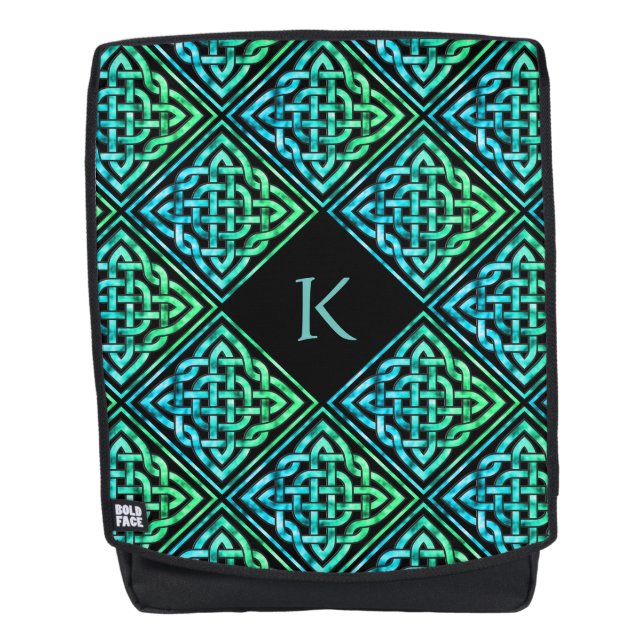 Monogramme Celtic noeud Diamond Blue Green sac à d (Devant)