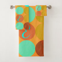 Monogramme Cercles Turquoise Bleu Vert & Orange