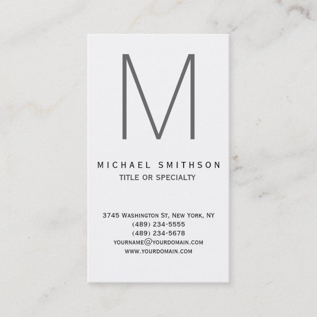 Monogramme chaud tendance gris noir blanc Carte de (Devant)