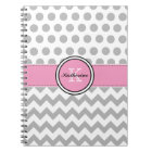 Monogramme Chevron gris et carnet de notes à
