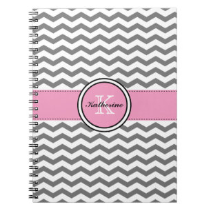 Monogramme Chevron gris et carnet de notes à