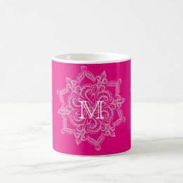Monogramme chic de mandala de roses indien tasse