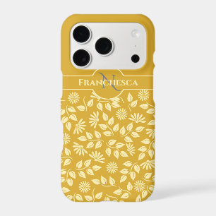 Monogramme Chic Nom Personnalisé Feuilles Margueri