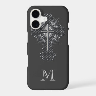 Monogramme chrétien de gris de croix de chrome