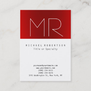 Monogramme clair rouge blanc Carte de visite propr