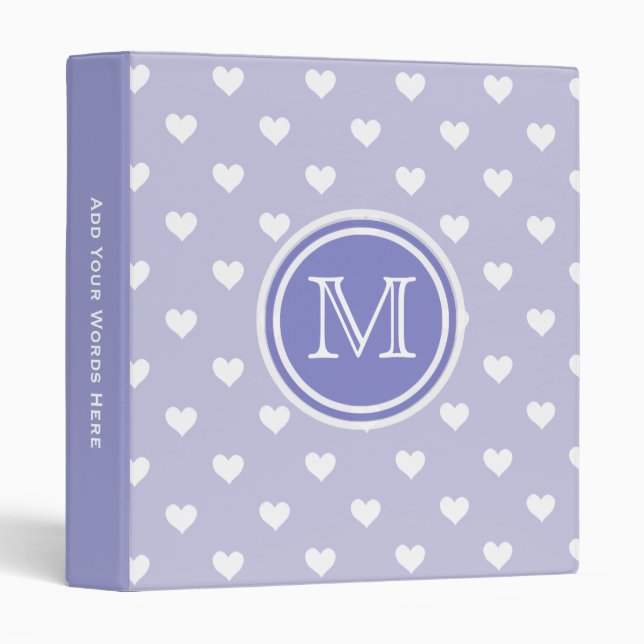 Monogramme : Classeur blanc pourpre de Chevron de (Devant/Côté)