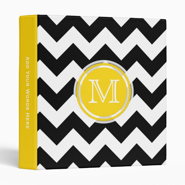Monogramme : Classeur noir et blanc jaune de (Devant/Côté)