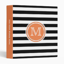 Monogramme : Classeur Orange Noir Et Blanc