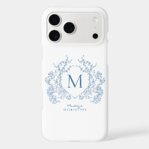 Monogramme classique à crête florale bleu français
