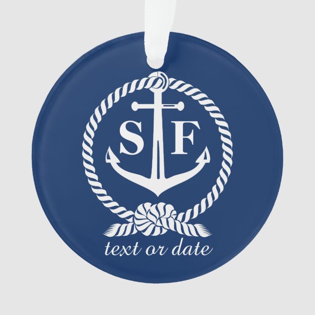 Monogramme classique Ancre bleu marine Bateau de p (devant)