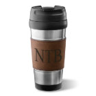 Monogramme classique Brown Faux Tumbler en cuir ac