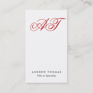 Monogramme classique Carte de visite blanc propre