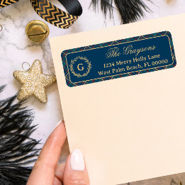 Monogramme classique Courbe bleu Plaid Noël