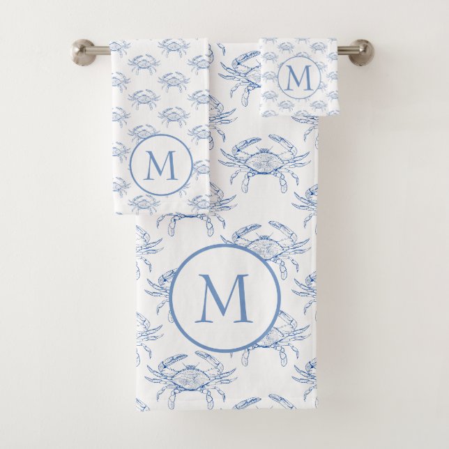 Monogramme classique de crabes bleus et blancs (En situation)