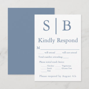Monogramme classique Dusty Blue Meal Choice Carte 