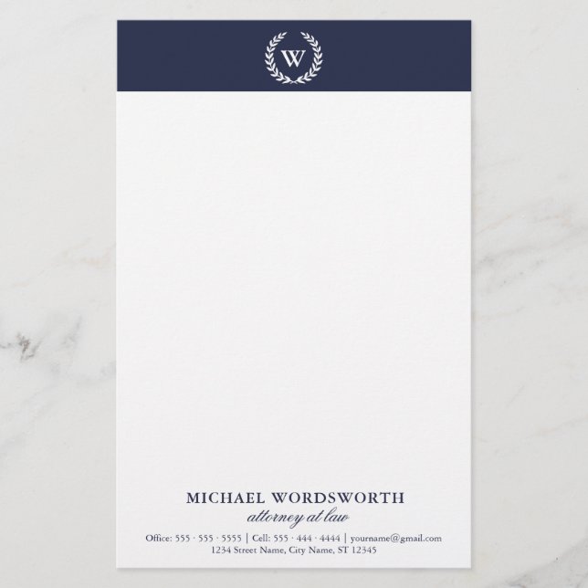Monogramme classique élégant papeterie professionn (Devant)