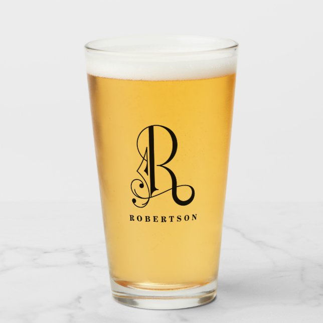 Monogramme classique Initia lR avec verre de nom d (Devant (rempli))