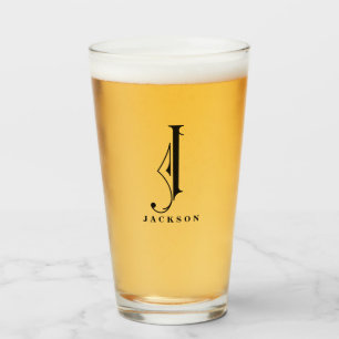 Monogramme classique initial J avec verre de nom d