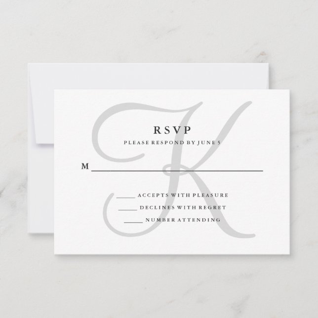 Monogramme classique moderne en gris RSVP (Devant)