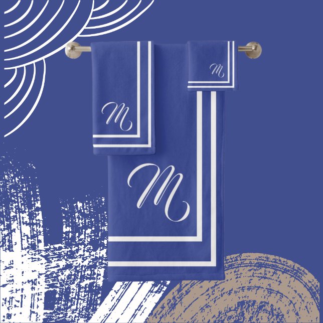 Monogramme classique Périwinkle Bleu et Blanc (Créateur téléchargé)