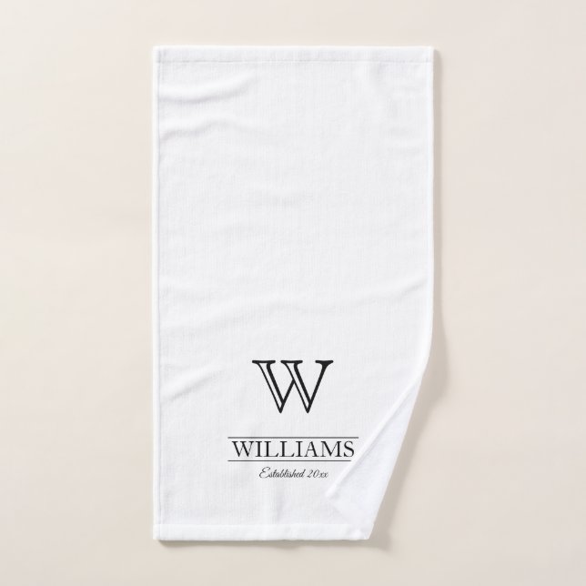 Monogramme classique personnalisé Nom de famille (Serviette à main)