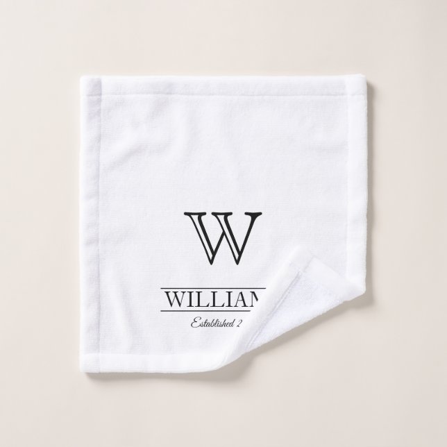 Monogramme classique personnalisé Nom de famille (Gant de toilette)