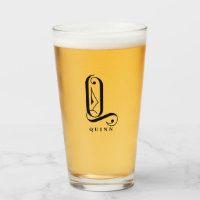 Monogramme classique Q initial avec verre de nom d