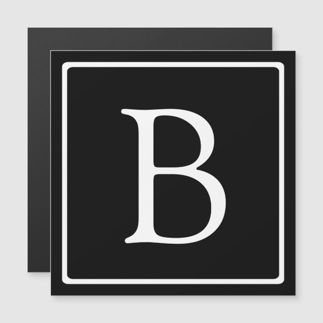 Monogramme classique simple | Magnet noir et blanc (Devant / Derrière)