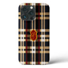 Monogramme Classique Style Plaid Noir Rouge & Beig