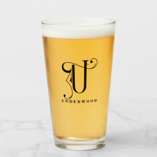 Monogramme classique U initial avec verre de nom d