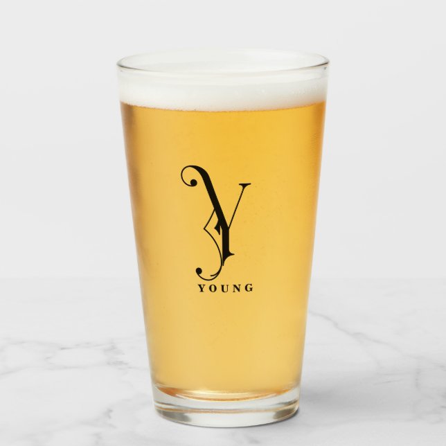 Monogramme classique Y initial avec verre de nom d (Devant (rempli))