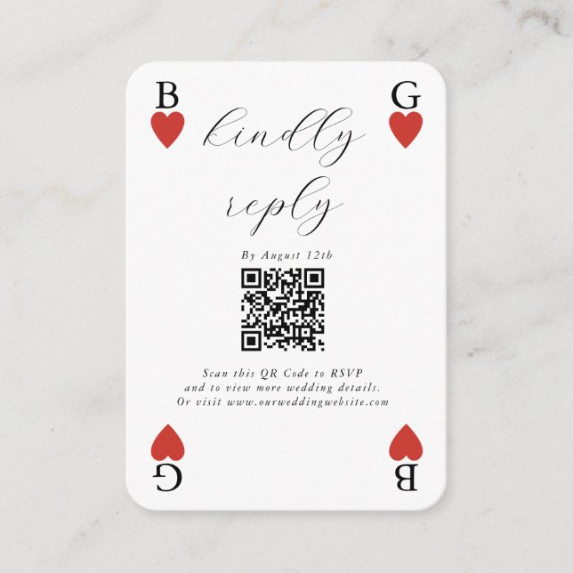 Monogramme Coeurs jouer carte mariage réponse RSVP (Devant)