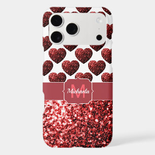 Monogramme coeurs scintillants Glitter rouge