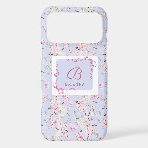Monogramme Coquette Bleu Rose Floral Féminin