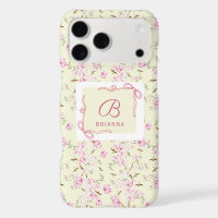 Monogramme Coquette Ruban Rose Jaune Floral Fémini