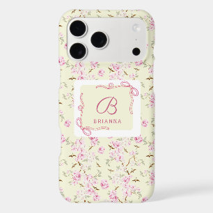 Monogramme Coquette Ruban Rose Jaune Floral Fémini