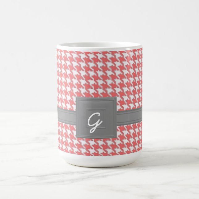 Monogramme Coral Houndstooth Mug (Centre)