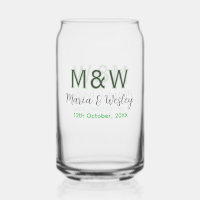 Monogramme couple gris vert moderne date romantiqu