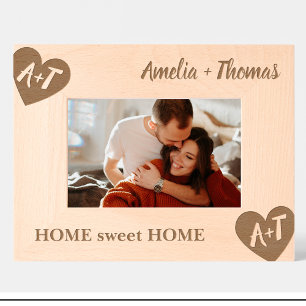 Monogramme Couple Ménage Personnalisé Cadre En Boi