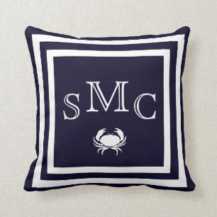 MONOGRAMME coussin bleu foncé